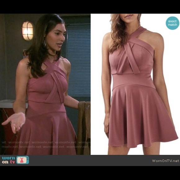 Topshop Cross Front Skater Dress Rose Mauve NWT! - Picture 4 of 11